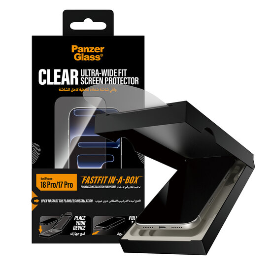 PanzerGlass Ultra Wide Fit iPhone 18 Pro glazen screenprotector fastfit