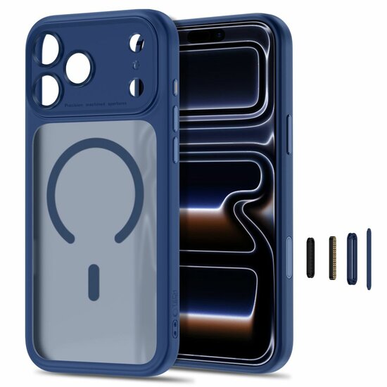 TechProtection Peak CC MagSafe iPhone 18 Pro hoesje mat blauw