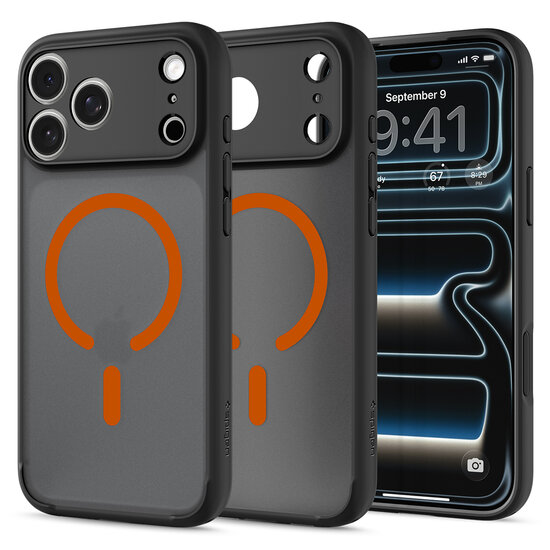 Spigen Ultra Hybrid MagSafe iPhone 18 Pro hoesje frost zwart / oranje