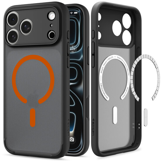 Spigen Ultra Hybrid MagSafe iPhone 18 Pro hoesje frost zwart / oranje