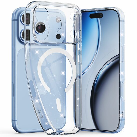 TechProtection Flex MagSafe iPhone 18 Pro case glitter transparent