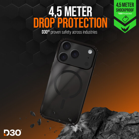 Striker D30 Xtreme Impact Protection MagSafe iPhone 17 Pro hoesje zwart