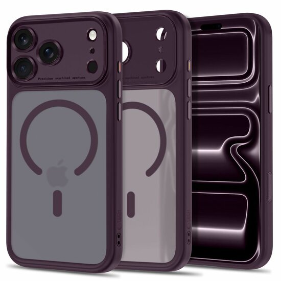 TechProtection Peak CC MagSafe iPhone 18 Pro hoesje mat dark cherry