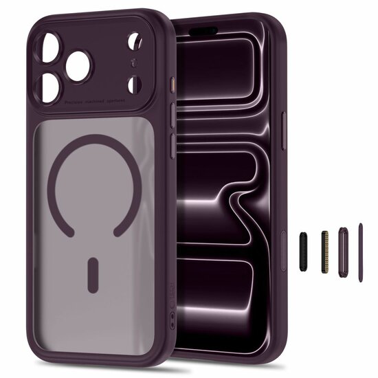 TechProtection Peak CC MagSafe iPhone 18 Pro Max hoesje mat dark cherry