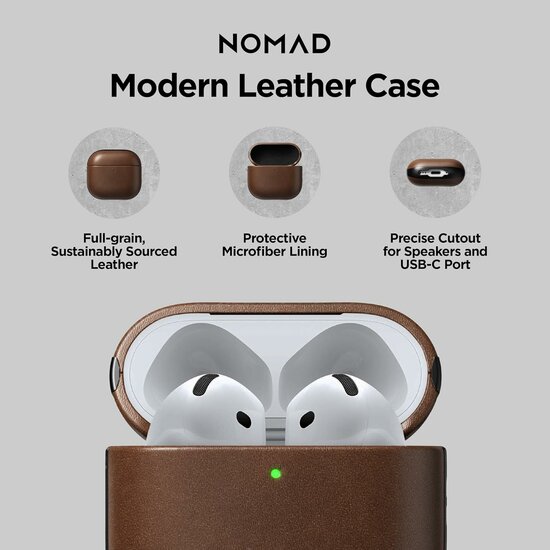 Nomad Modern Leather AirPods 5 / AirPods 4 hoesje bruin
