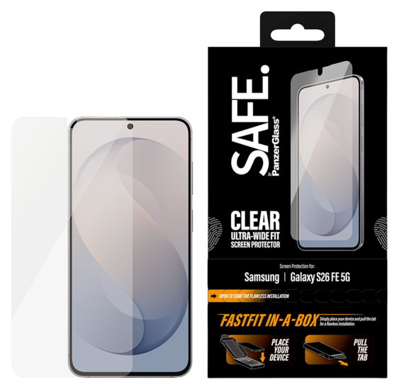 PanzerGlass Ultra Wide Fit Galaxy S26 FE screenprotector FastFit in a box