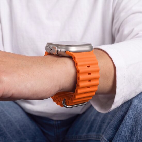 TechProtection siliconen pro Apple Watch Ultra 49 / 45 / 44 mm bandje oranje