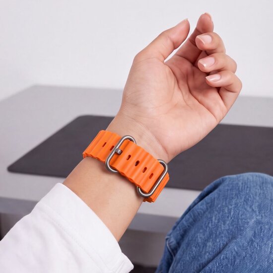TechProtection siliconen pro Apple Watch Ultra 49 / 45 / 44 mm bandje oranje