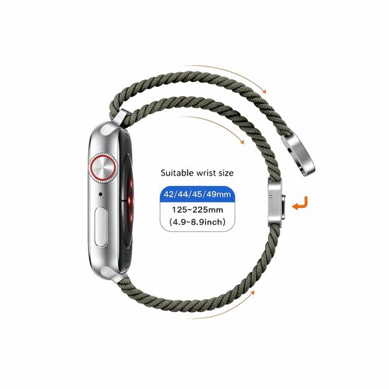 TechProtection Nylon Plus Apple Watch 49 / 46 / 45 / 44 mm bandje groen