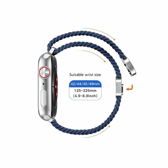 TechProtection Nylon Plus Apple Watch 49 / 46 / 45 / 44 mm bandje blauw