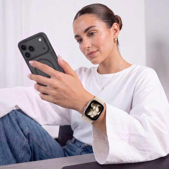 TechProtection Nylon Plus Apple Watch 49 / 46 / 45 / 44 mm bandje beige