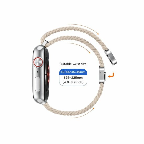 TechProtection Nylon Plus Apple Watch 49 / 46 / 45 / 44 mm bandje beige