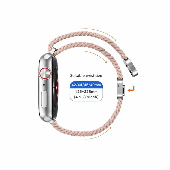 TechProtection Nylon Plus Apple Watch 49 / 46 / 45 / 44 mm bandje roze