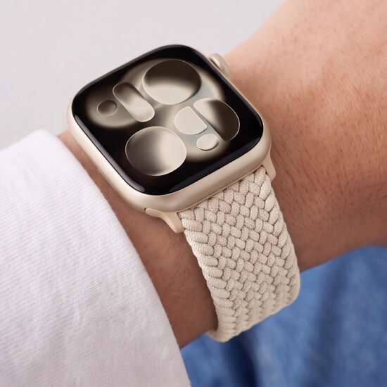 TechProtection Nylon Plus Apple Watch 42 / 41 / 40 mm bandje starlight