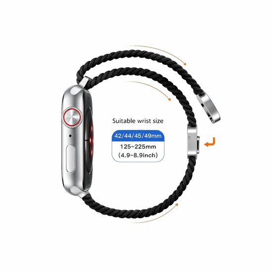 TechProtection Nylon Plus Apple Watch 42 / 41 / 40 mm bandje zwart