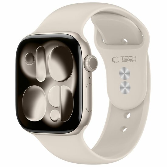 TechProtection Silicone Apple Watch 42 / 41 / 40 mm bandje starlight