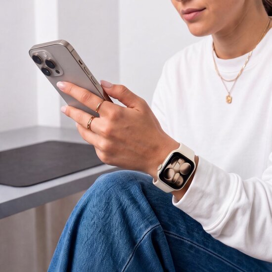 TechProtection Silicone Apple Watch 42 / 41 / 40 mm bandje starlight