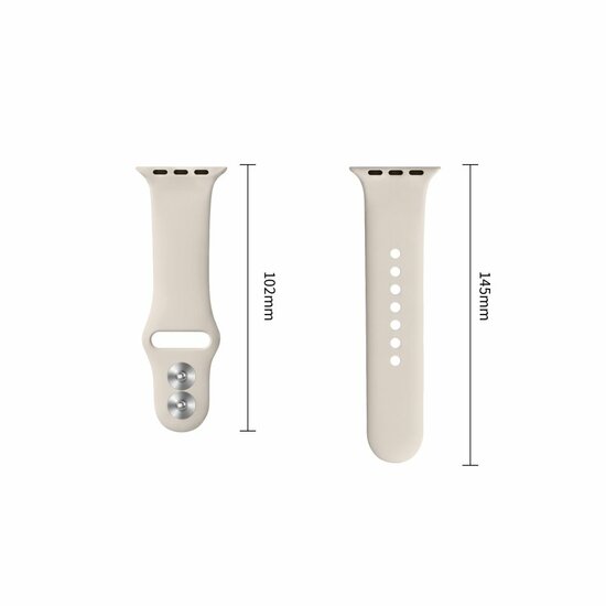 TechProtection Silicone Apple Watch 42 / 41 / 40 mm bandje starlight