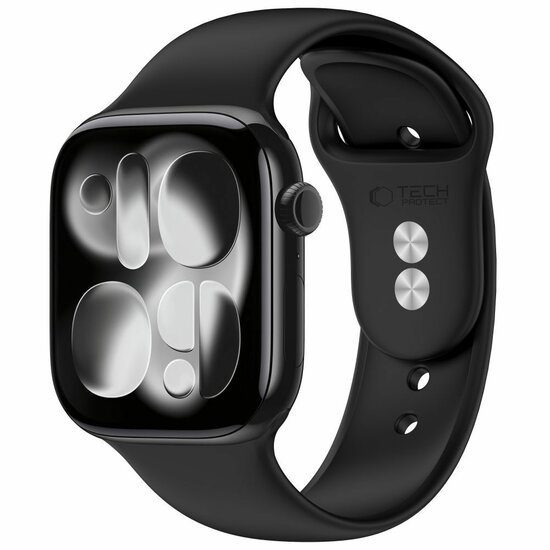 TechProtection Silicone Apple Watch 42 / 41 / 40 mm bandje zwart
