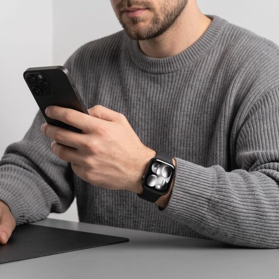 TechProtection Silicone Apple Watch 42 / 41 / 40 mm bandje zwart