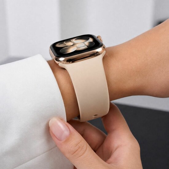 TechProtection Silicone Apple Watch 42 / 41 / 40 mm bandje walnut