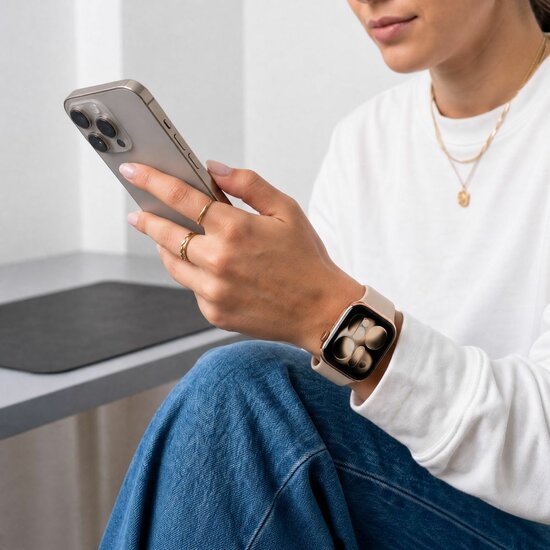 TechProtection Silicone Apple Watch 42 / 41 / 40 mm bandje walnut