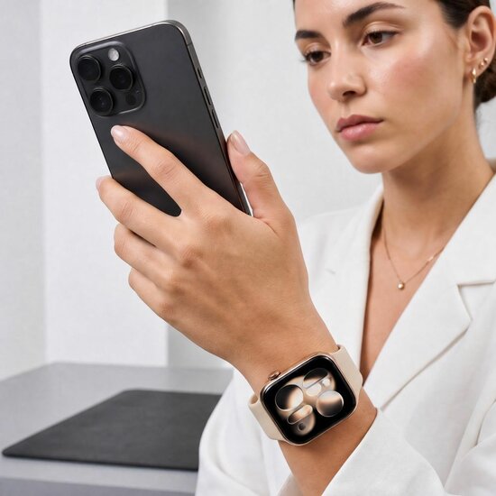 TechProtection Silicone Apple Watch 42 / 41 / 40 mm bandje walnut