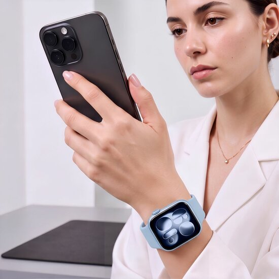 TechProtection Silicone Apple Watch 42 / 41 / 40 mm bandje blue jeans