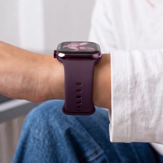 TechProtection Silicone Apple Watch 42 / 41 / 40 mm bandje burgundy