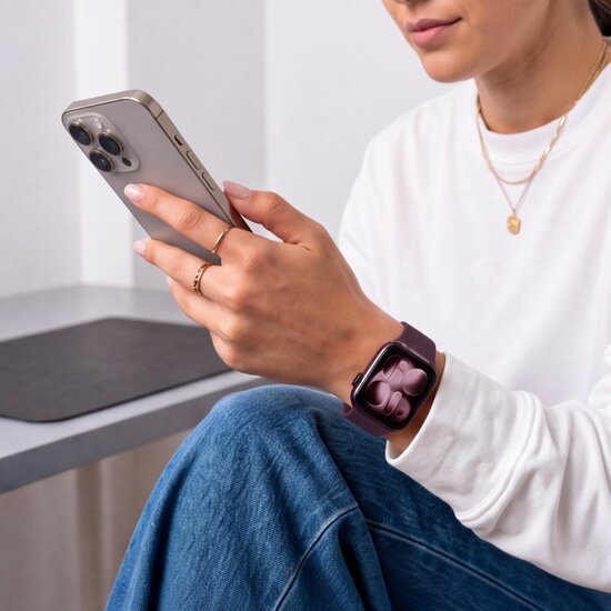TechProtection Silicone Apple Watch 42 / 41 / 40 mm bandje burgundy