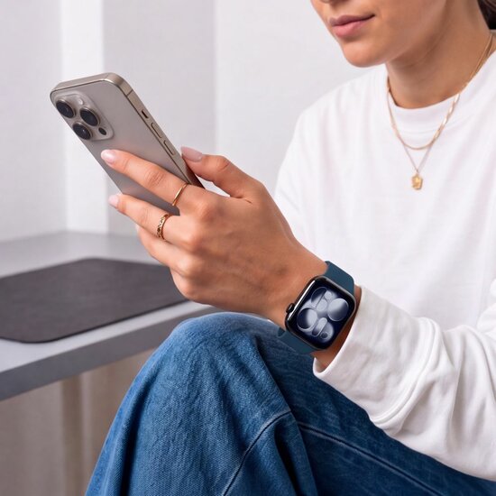 TechProtection Silicone Apple Watch 42 / 41 / 40 mm bandje navy