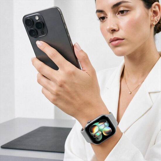 TechProtection Silicone Apple Watch 42 / 41 / 40 mm bandje grijs