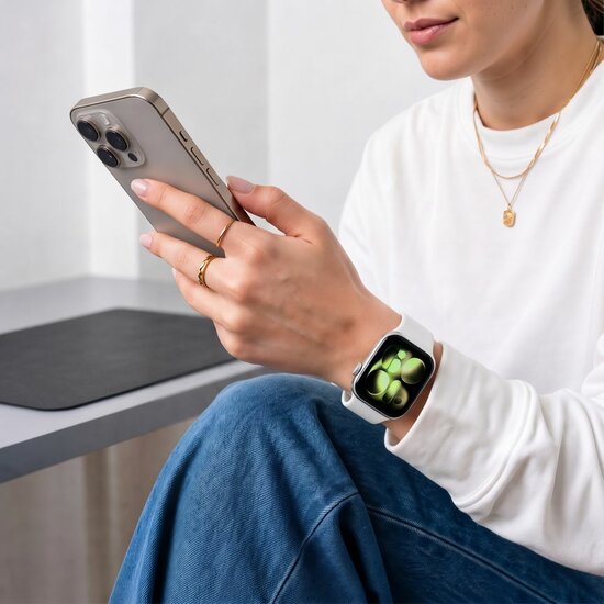 TechProtection Silicone Apple Watch 42 / 41 / 40 mm bandje wit