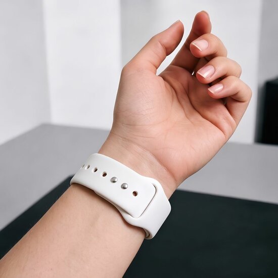 TechProtection Silicone Apple Watch 42 / 41 / 40 mm bandje wit