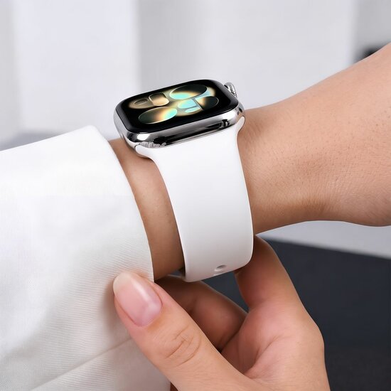 TechProtection Silicone Apple Watch 42 / 41 / 40 mm bandje wit