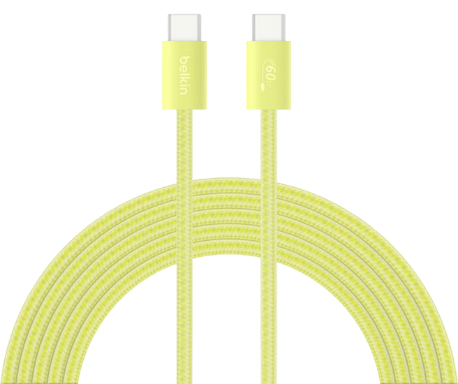 Belkin BoostCharge 30 watt USB-C oplader met gevlochten USB C kabel citrus
