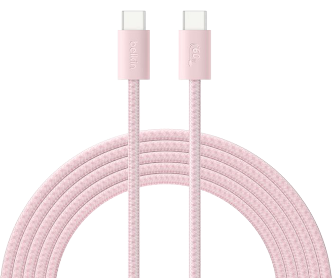 Belkin BoostCharge 30 watt USB-C oplader met gevlochten USB C kabel blush roze