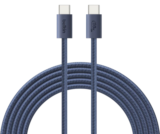 Belkin BoostCharge 30 watt USB-C oplader met gevlochten USB C kabel indigo