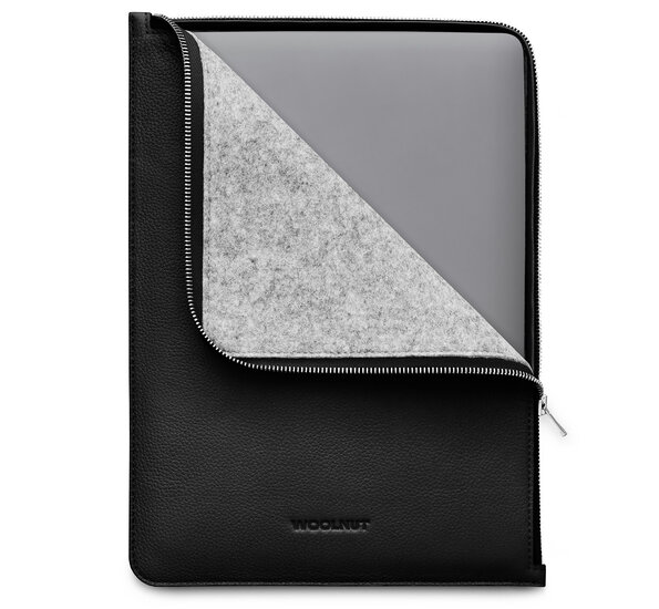 WOOLNUT Leather Folio MacBook 13 / 14 inch hoesje Zwart