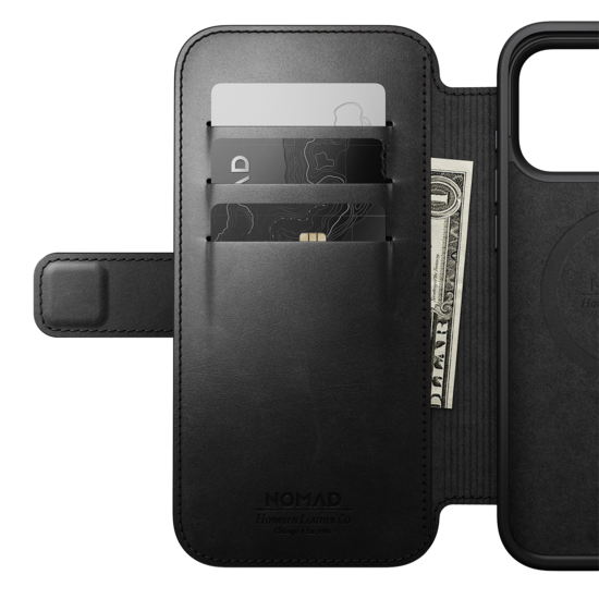 Nomad Modern Leather Horween Folio iPhone 18 Pro hoesje zwart