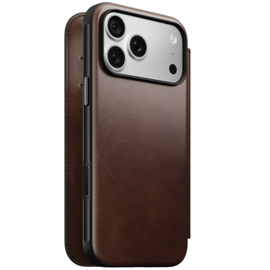 Nomad Modern Leather Horween Folio iPhone 18 Pro hoesje rustic bruin