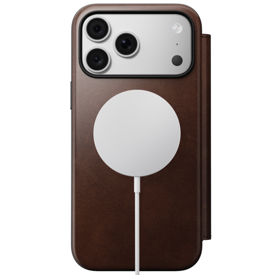 Nomad Modern Leather Horween Folio iPhone 18 Pro hoesje rustic bruin