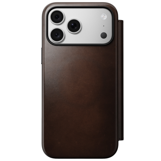 Nomad Modern Leather Horween Folio iPhone 18 Pro hoesje rustic bruin