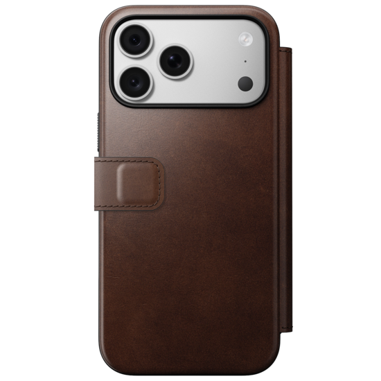 Nomad Modern Leather Horween Folio iPhone 18 Pro hoesje rustic bruin
