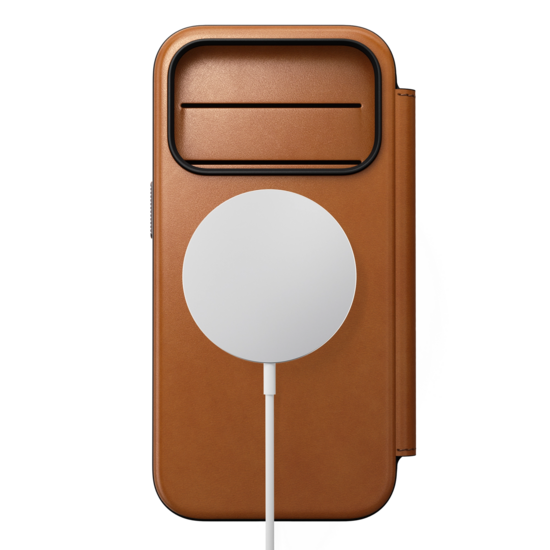 Nomad Modern Leather Horween Folio iPhone 18 Pro hoesje saddle bruin