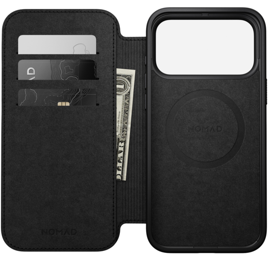 Nomad Modern Leather Folio iPhone 18 Pro hoesje zwart