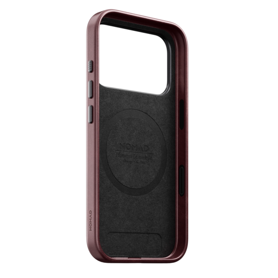 Nomad Traditional Leather Horween iPhone 18 Pro hoesje burgundy
