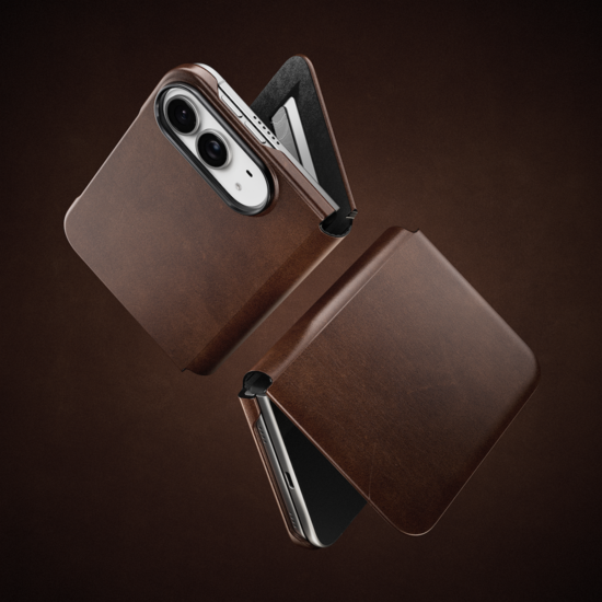 Nomad Traditional Leather Folio iPhone Duo hoesje rustic bruin