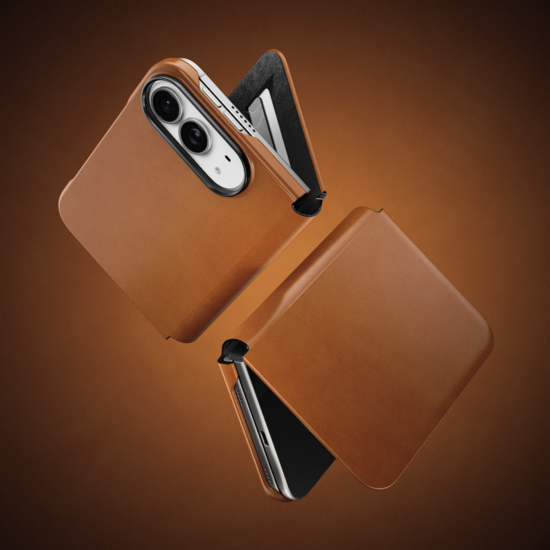 Nomad Traditional Leather Folio iPhone Duo case saddle brown