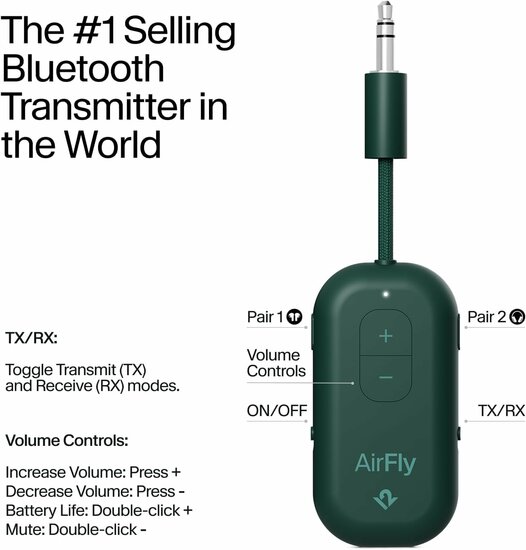 Twelve South AirFly Pro 2 bluetooth adapter groen